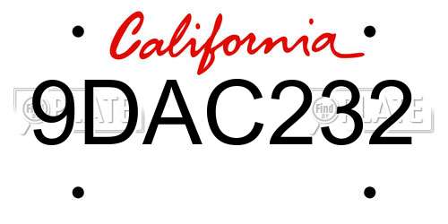 9DAC232 California License Plate
