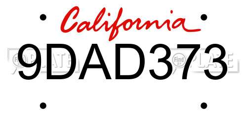 9DAD373 California License Plate