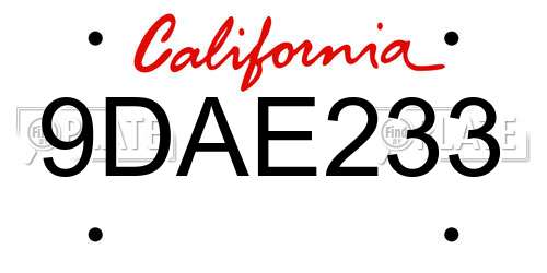 9DAE233 California License Plate