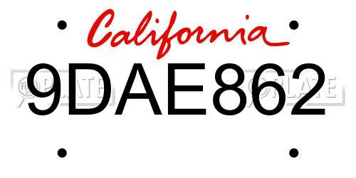 9DAE862 California License Plate