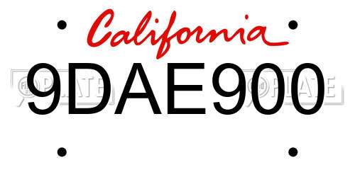 9DAE900 California License Plate