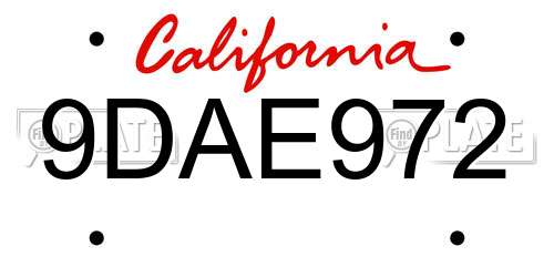 9DAE972 California License Plate