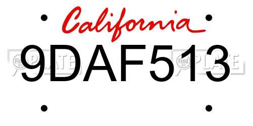 9DAF513 California License Plate