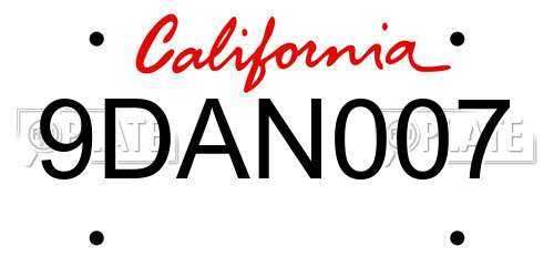 9DAN007 California License Plate