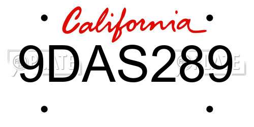 9DAS289 California License Plate