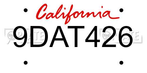 9DAT426 California License Plate