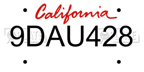 9DAU428 California License Plate