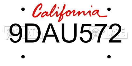 9DAU572 California License Plate