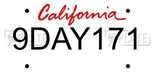 9DAY171 California License Plate