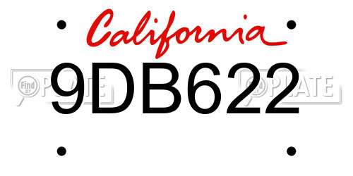 9DB622 California License Plate