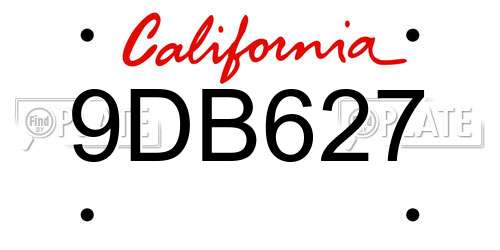 9DB627 California License Plate