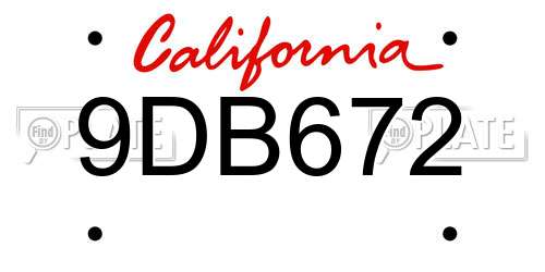 9DB672 California License Plate