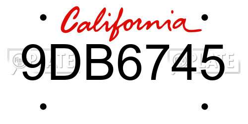 9DB6745 California License Plate