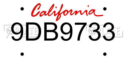 9DB9733 California License Plate