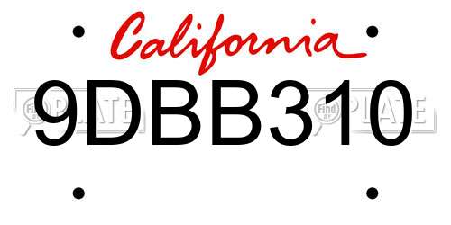 9DBB310 California License Plate