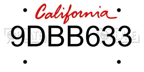 9DBB633 California License Plate
