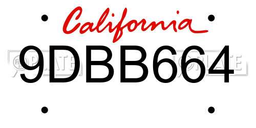 9DBB664 California License Plate