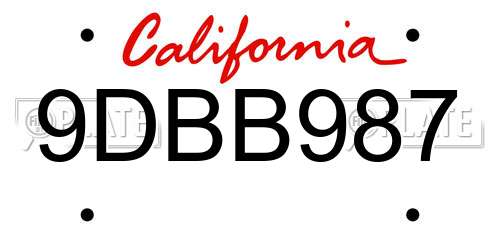 9DBB987 California License Plate