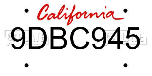 9DBC945 California License Plate