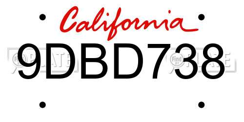 9DBD738 California License Plate