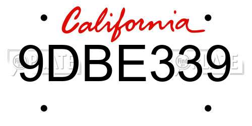 9DBE339 California License Plate