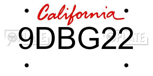 9DBG22 California License Plate