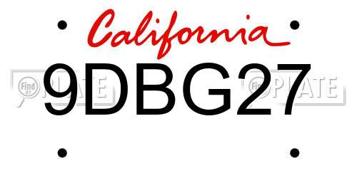 9DBG27 California License Plate