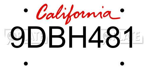 9DBH481 California License Plate