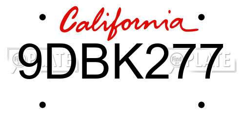 9DBK277 California License Plate