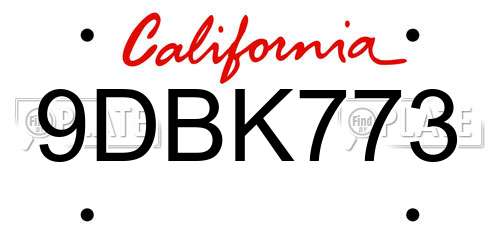 9DBK773 California License Plate