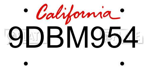 9DBM954 California License Plate