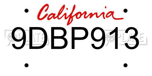 9DBP913 California License Plate