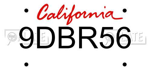 9DBR56 California License Plate
