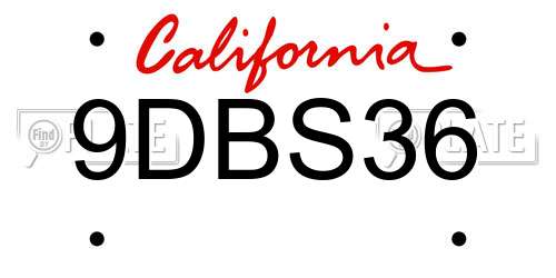 9DBS36 California License Plate