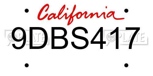 9DBS417 California License Plate