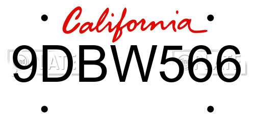 9DBW566 California License Plate