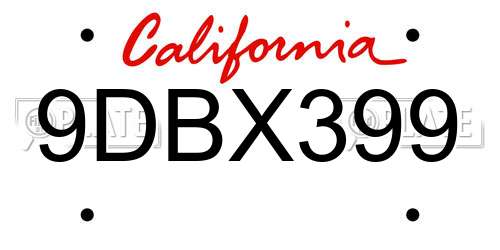 9DBX399 California License Plate