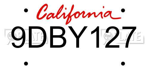 9DBY127 California License Plate