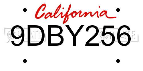9DBY256 California License Plate