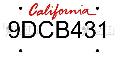 9DCB431 California License Plate