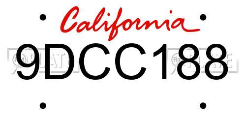 9DCC188 California License Plate