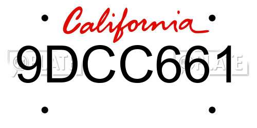 9DCC661 California License Plate