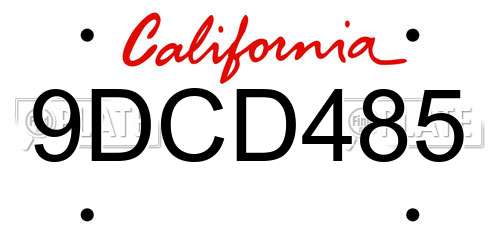 9DCD485 California License Plate