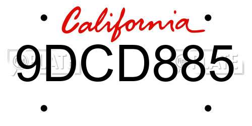 9DCD885 California License Plate