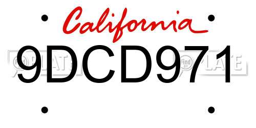 9DCD971 California License Plate