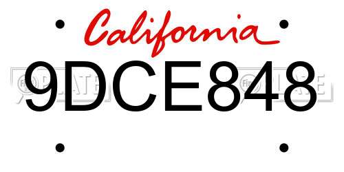 9DCE848 California License Plate
