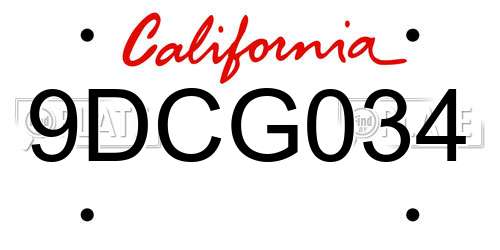 9DCG034 California License Plate
