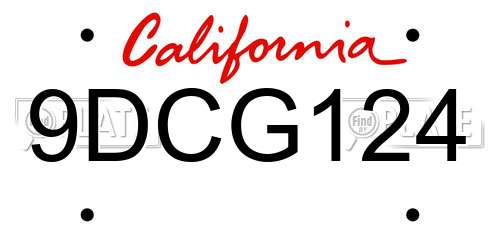 9DCG124 California License Plate