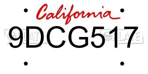 9DCG517 California License Plate