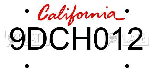 9DCH012 California License Plate